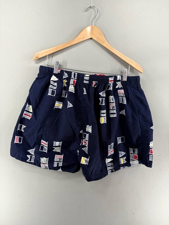 Nautica Swim Trunks Shorts Blue Flag Large Retro Sumer Vacation - Picture 6 of 8